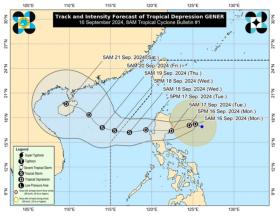 Thêm một áp thấp gần Philippines, có thể thành bão vào biển Đông