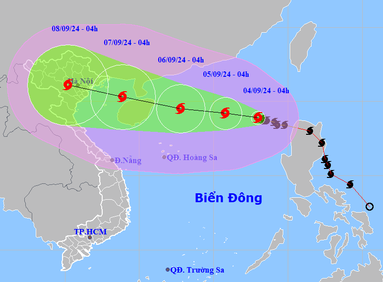  Dự báo mới về đường đi và vùng ảnh hưởng của bão YAGI 